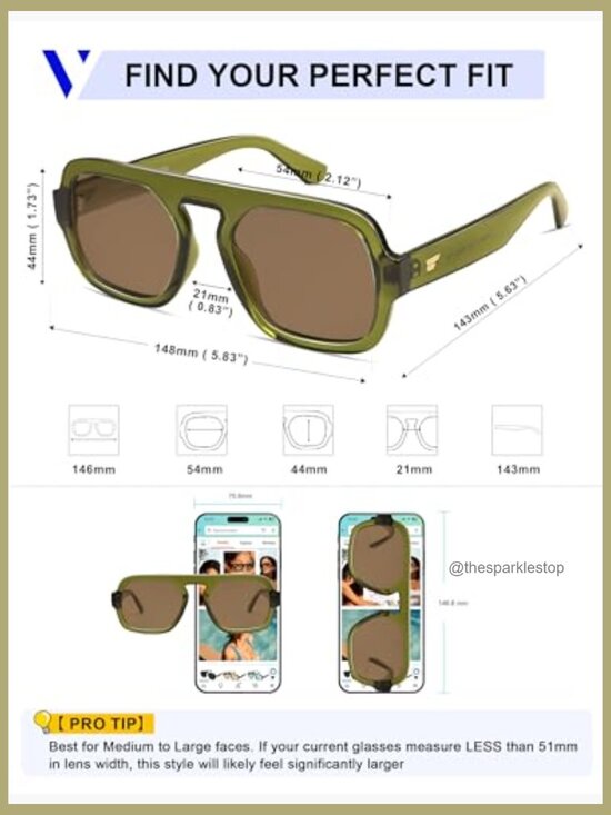 Retro Square Aviator Flat Top Rectangle Sunglasses UV400 main image 6